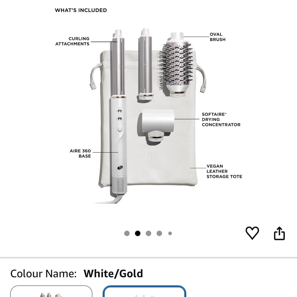 T3 White and Silver Styling Set with Brushes & Attachments